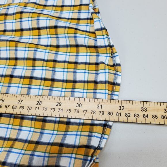 Old Navy Shirt Mens XXL Slim Fit Button Down Collar Poppy Roll Yellow Plaid Top - Picture 4 of 14